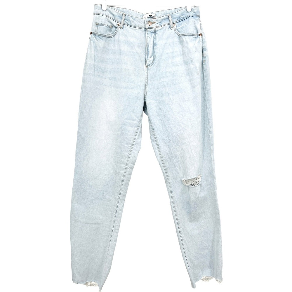 LOFT Women's Distressed High Rise Raw Hem Blue Denim Jeans Size 30/10 W32"xL30"
